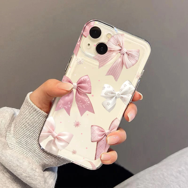 Transparent TPU Phone Case with Pink Bow Design