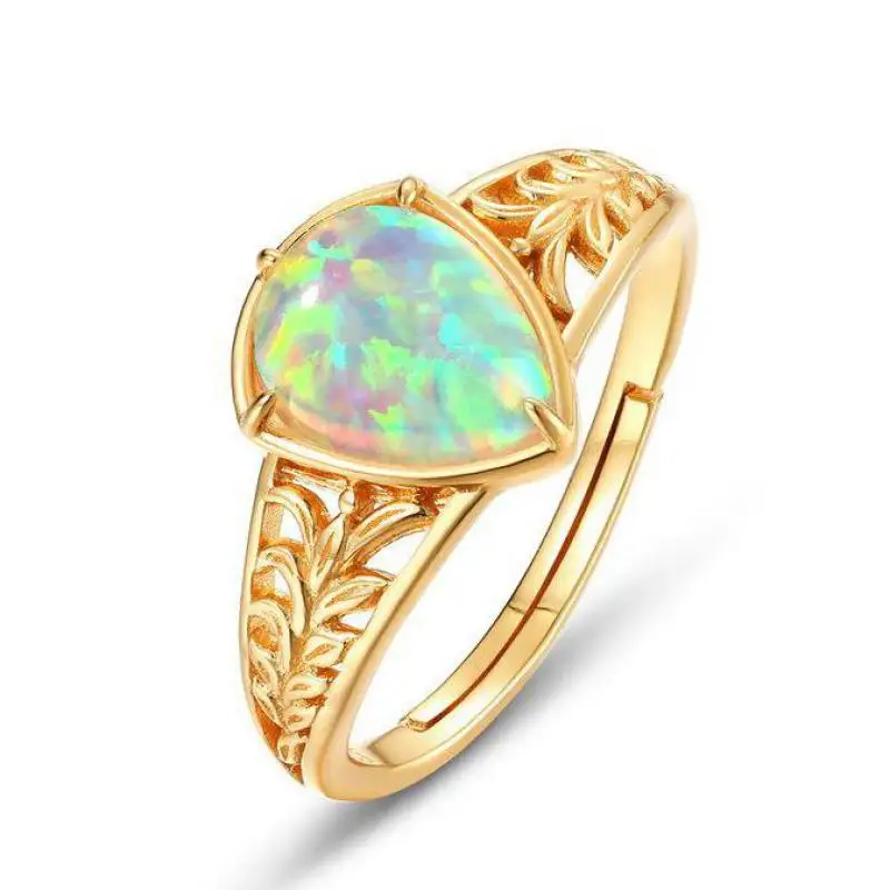 

Women Opal Ring S925 Sterling Silver 10k Gold Plated Opal Stone Geometric Rings Gemstone Fine Jewelry For Girlfriend Mom Gifts