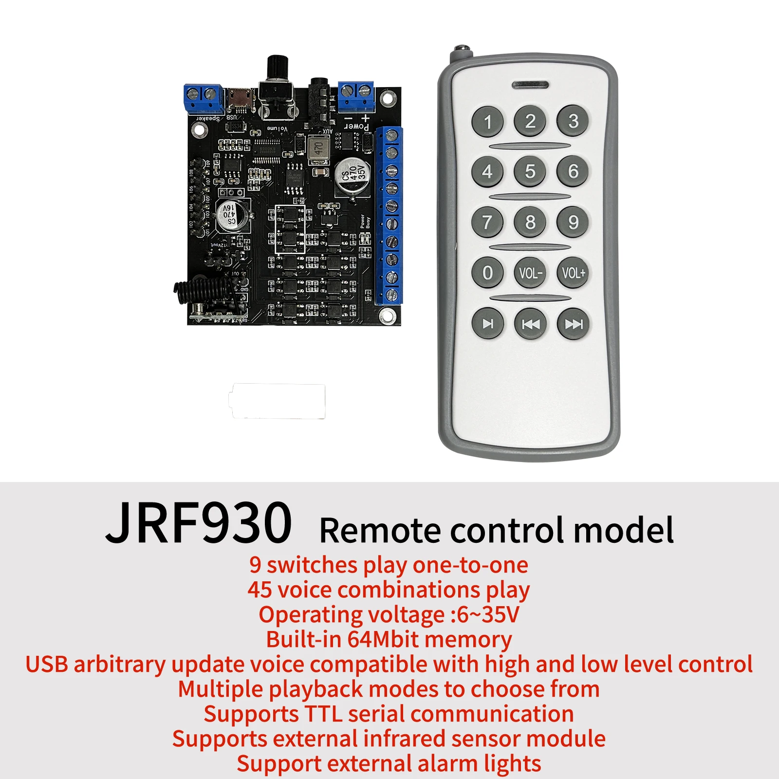 Audio Decoder Board MP3 Speaker Board MP3 Voice Module Voice playing board MP3 audio decoding module with remote control