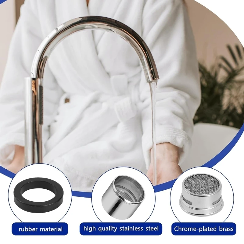 6 Pcs Faucet Filters with Wrench Set Kitchen Water Tap Aerator Water Saving Faucet Filter Bathroom Sink Aerator Durable T5EF