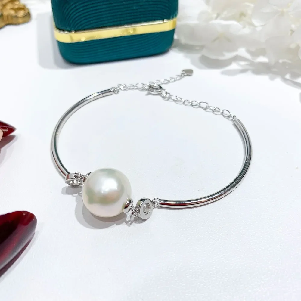 

DIY Pearl Accessories S925 Sterling Silver Bracelet Empty Support Fashion Gold Silver Bracelet Fit 8-12mm Circle S124