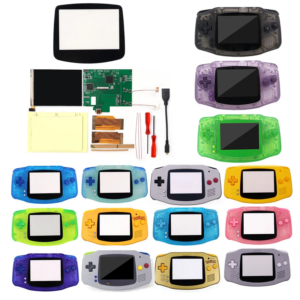 BLACK GBA Game Boy Advance Game Console with V2 iPS Backlight LCD MOD System