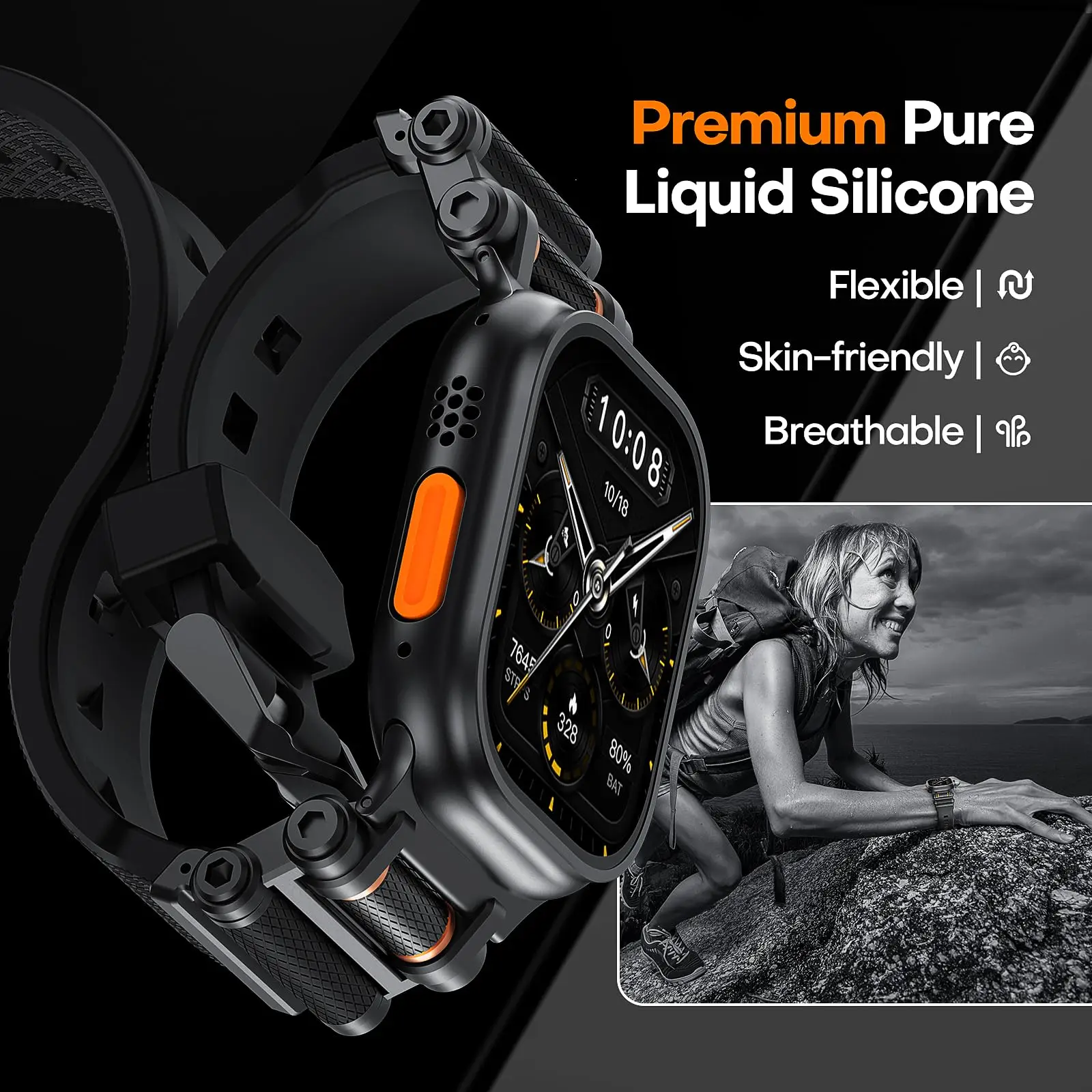 Bracelet de sport en caoutchouc pour Apple Watch Ultra 49mm