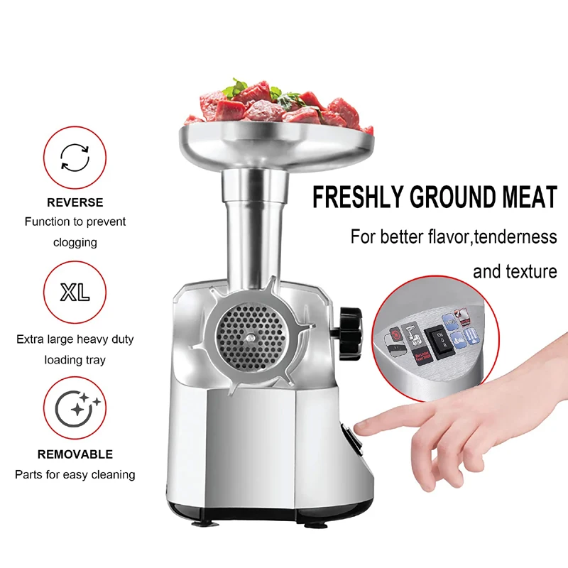 Industrial Meat Mincer with 3 Grinding Plates Sausage Maker Die-cast Aluminum Commercial Meat Grinder 4