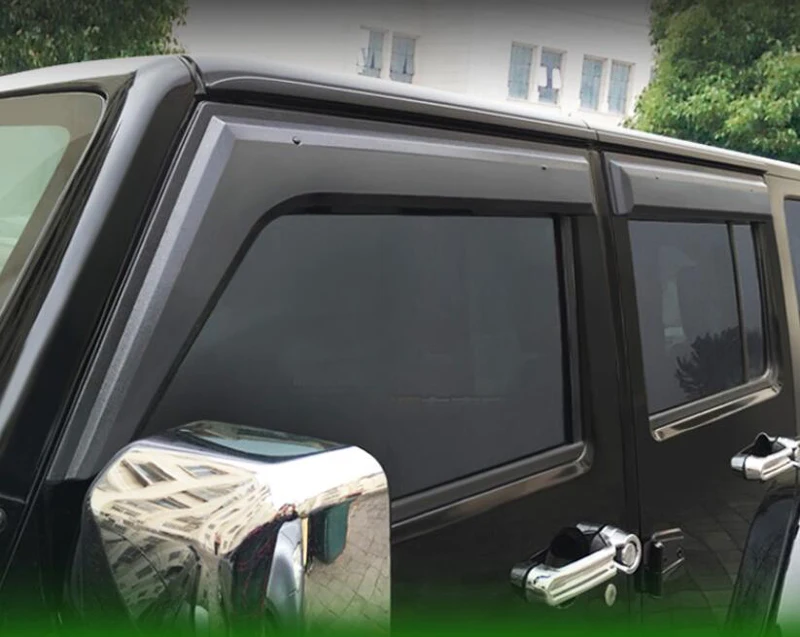 Car Accessories Plastic Exterior Visor Vent Shades Window Sun Rain Guard Deflector 4pcs For Jeep Wrangler JK 2007 -
