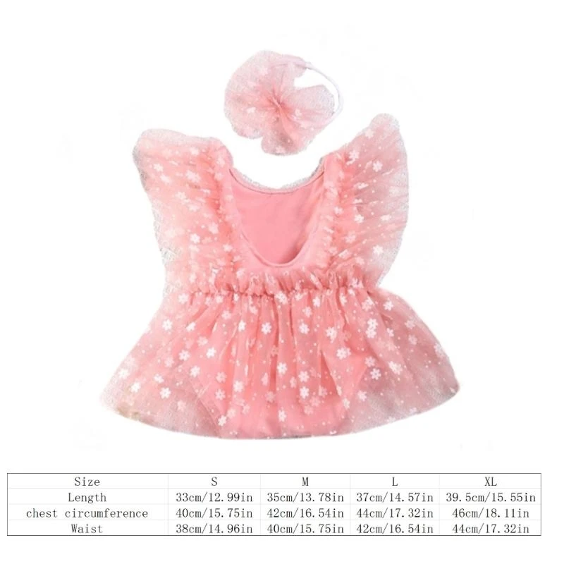 J15U 사진 의상 의류 메쉬 Romper Bowknot Hairband 복장 사진 소품 사진 촬영 옷