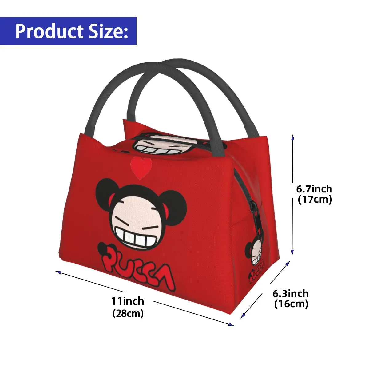 Pucca Anime 학교용 절연 도시락 가방 도시락 보관 식품 상자 누출 방지 용기 쿨러 열 도시락 토트백