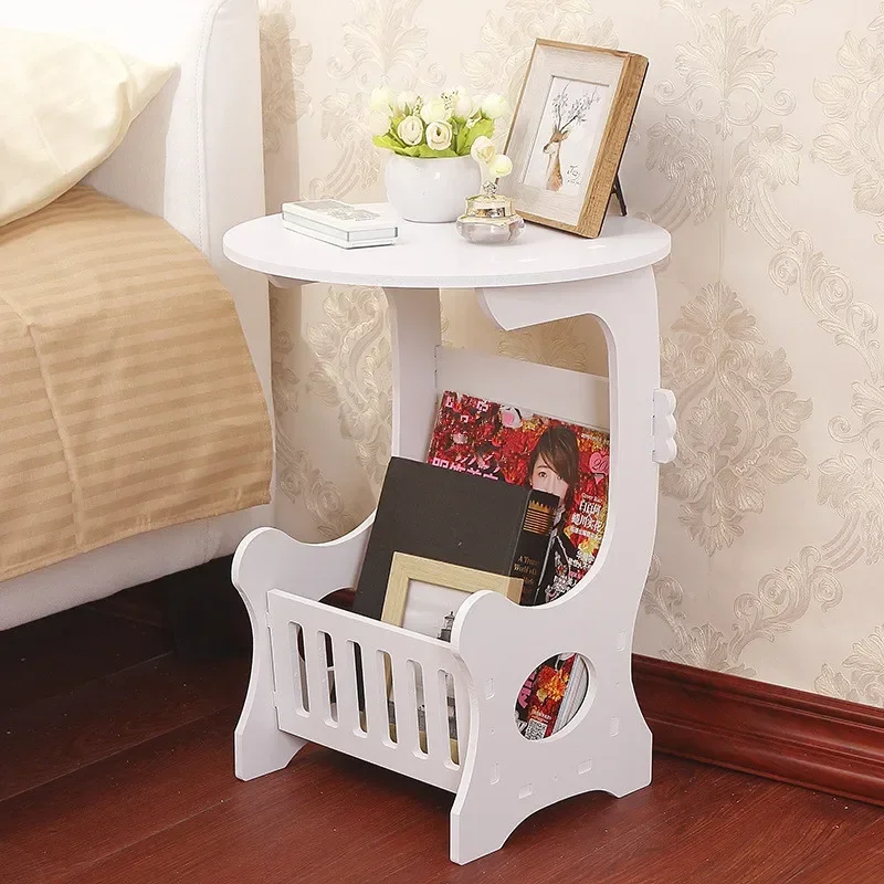 DurableMini Plastic Round Coffee Tea Table Home Living Room Storage Rack Bedside Table White