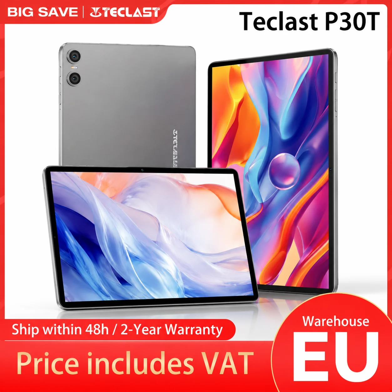 Nouvelle tablette Teclast P30T Android 16, processeur Unisoc T7250 Octa Cores, écran 10,1", 3 Go (+13 Go virtuels), 128 Go, légère, batterie 6000 mAh, tablettes TDDI avec lamination complète. 1