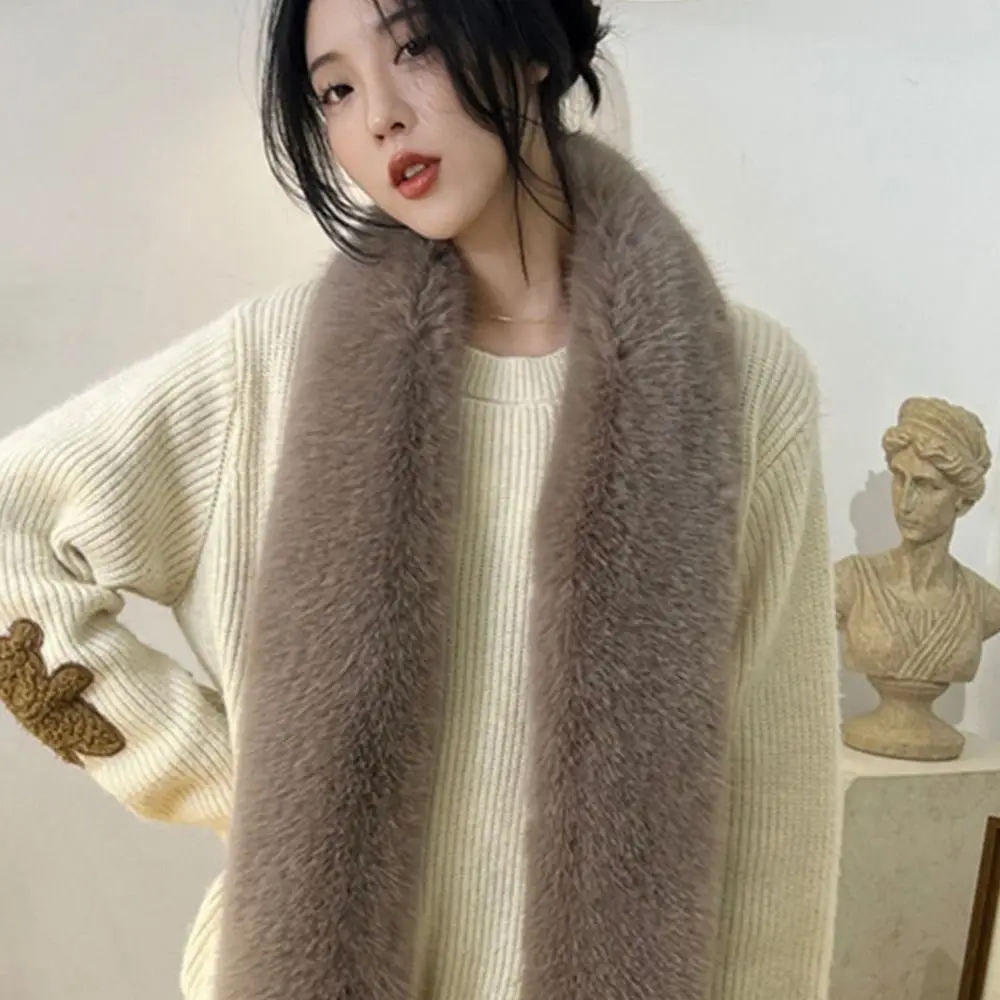 Faux Fur Long Scarf Thick Fluffy Plush Neck Warmer