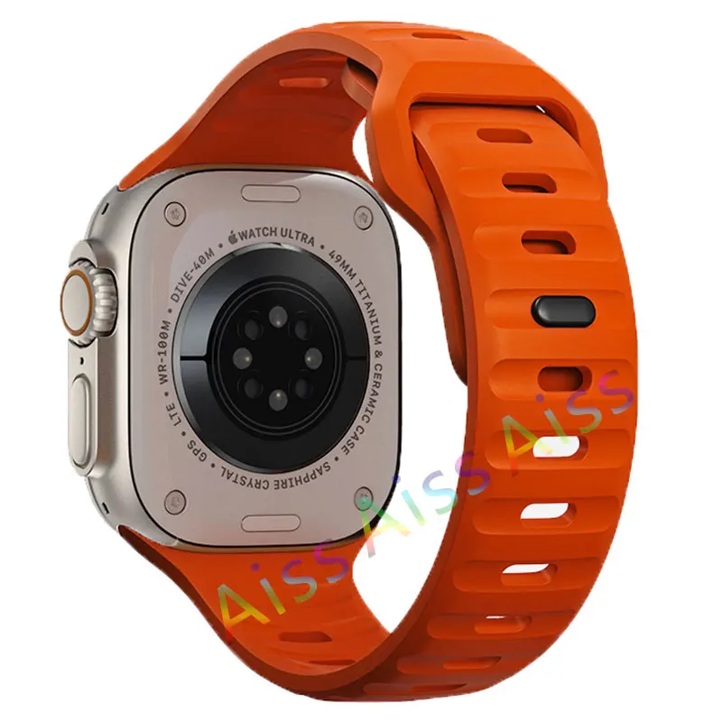 ตัวเลือกสินค้า สายซิลิโคนสีส้มกันน้ำ สำหรับ Apple Watch ทุกรุ่น
