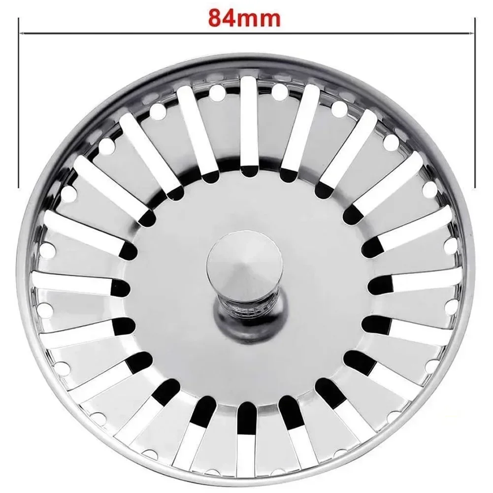 1Pc Stainless Steel Replacements Strainer Stopper 84mm Kitchen Water Basin Sink Drainer Strainer Leach Basket Waste Plug Stopper