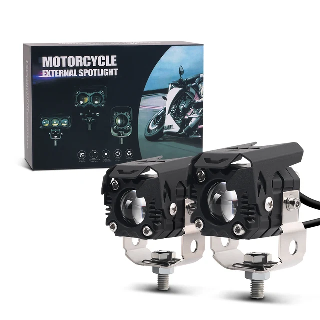 Test Light 12v 2X Motorcycle Spot LED Light Auxiliary Headlight Driving Fog Hi/Lo White ATV SUV Ebike Light - Foto 1