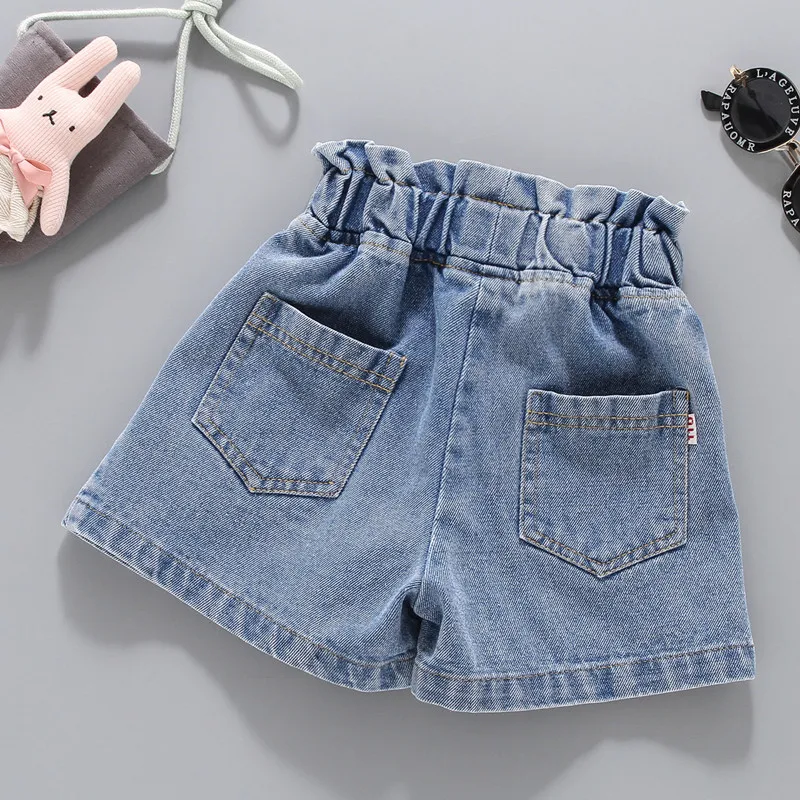 Girls Denim Shorts Teenage Girl Summer Lace Pants Kids Bow Clothes Children Flowers Embroidery Jean Short For Teenager kids shorts