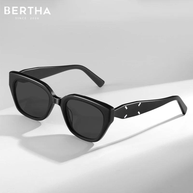 Овальные поляризованные солнцезащитные очки BERTHA в стиле ретро с защитой UV400, высококачественные солнцезащитные очки из усовершенствованного ацетата, женские очки для вождения