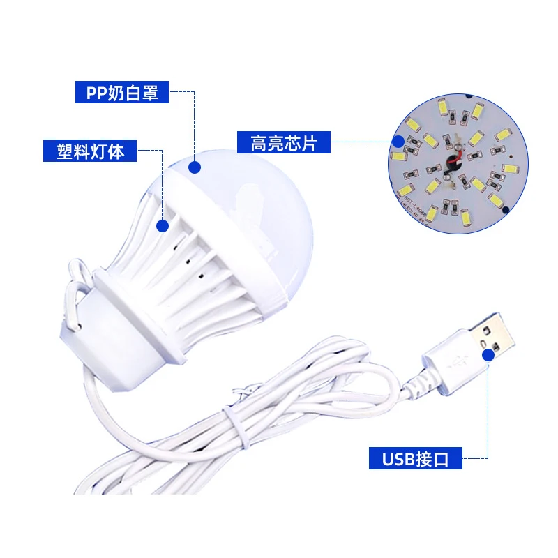 ZK40 USB LED Bulb Portable LED Lamp 5W 7W Outdoor Camping Light Indoor Reading Light Bulb Energy Saving Emergency Lamp led light night light
