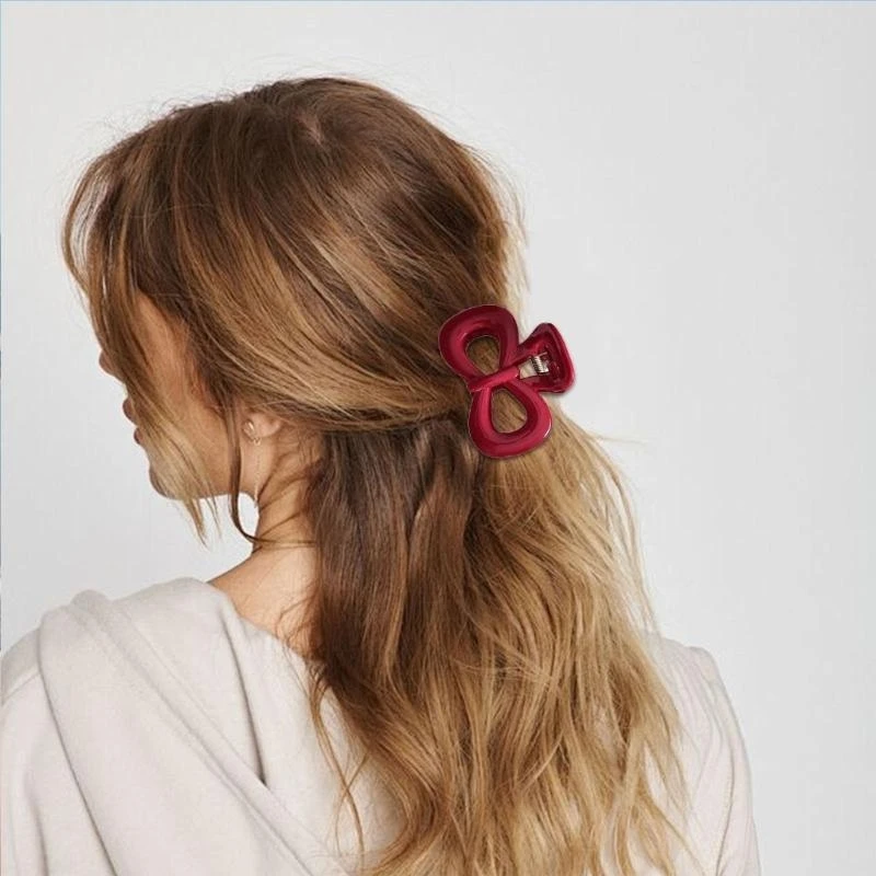2-teiliges Set Vintage Blaue Polka Dot Haarspange mit Roter Schleife, Haarklammer im Koreanischen Stil, Haaraccessoire für Frauen – Detail 2