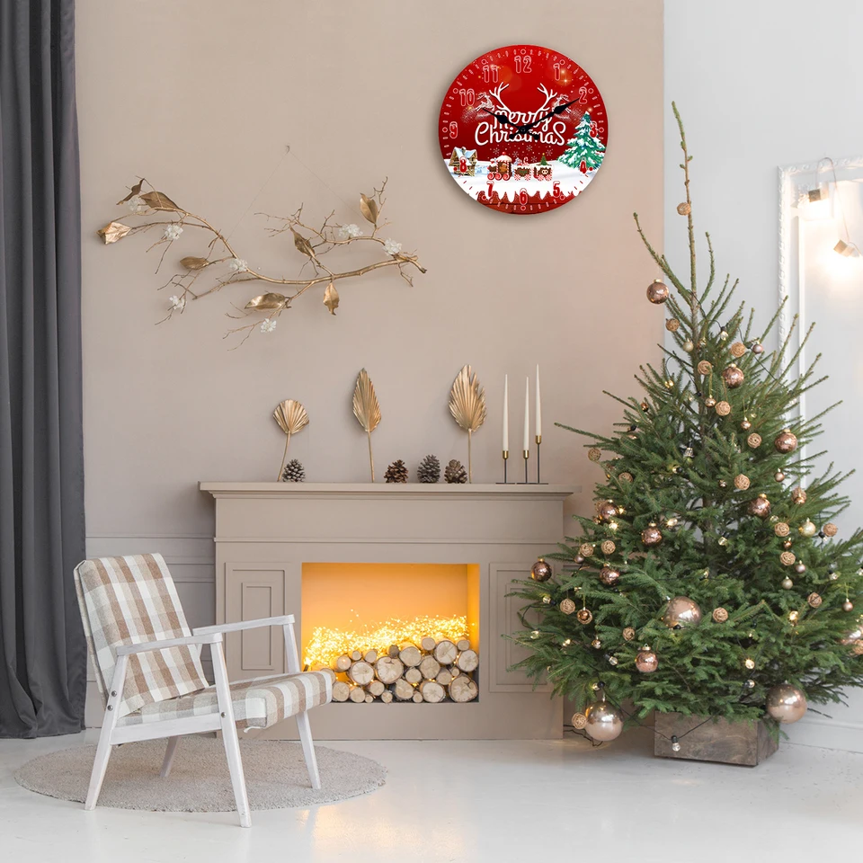 Orologio Da Parete Natalizio Con Babbo Natale Retrò - 28 Cm, Stile X-Mas Per Decorazione Casa