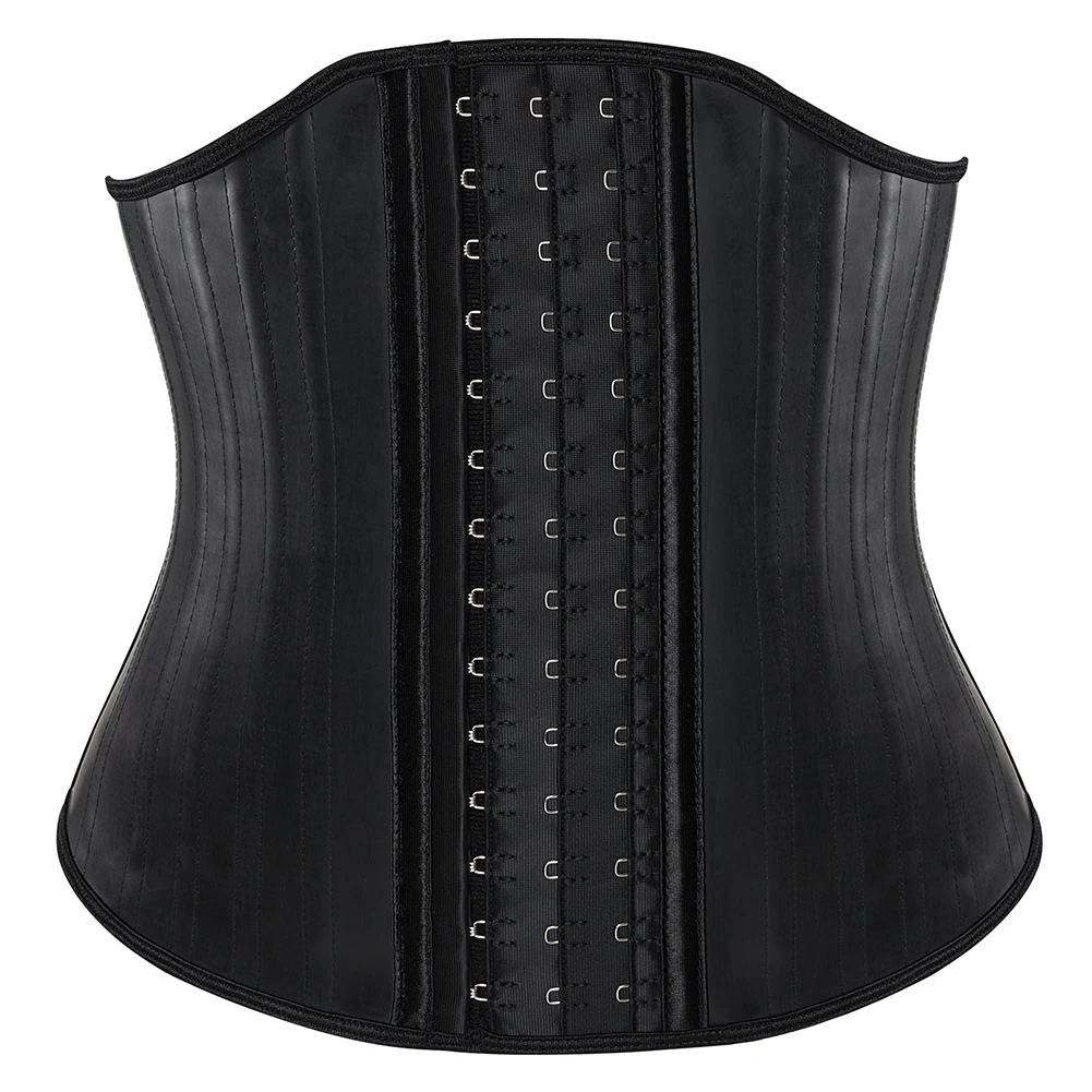 

Black Women Shapers Latex Waistband Workout Girdle Colombia Slimming Belt 25 Steel Bones Corset Waist Trainer