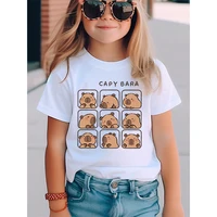 Children's Clothing Kawaii Cartoon Capybara Print Short Sleeve T-shirt Cute Capybara Lover Gift Animal Capybaras Harajuku Tshirt 1