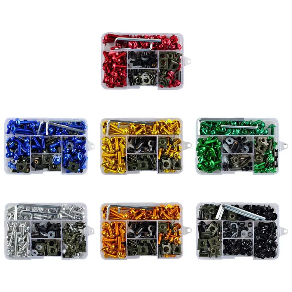 177PCS Motorcycle Fairing Bolts Kit Screws Nut Complete Kit Fit For YZF R1 R15 R25 R3 R6 R125 MT07 MT09 T-MAX530 500 FZ6 FZ8 motorcycle accessories motorcycle fairing