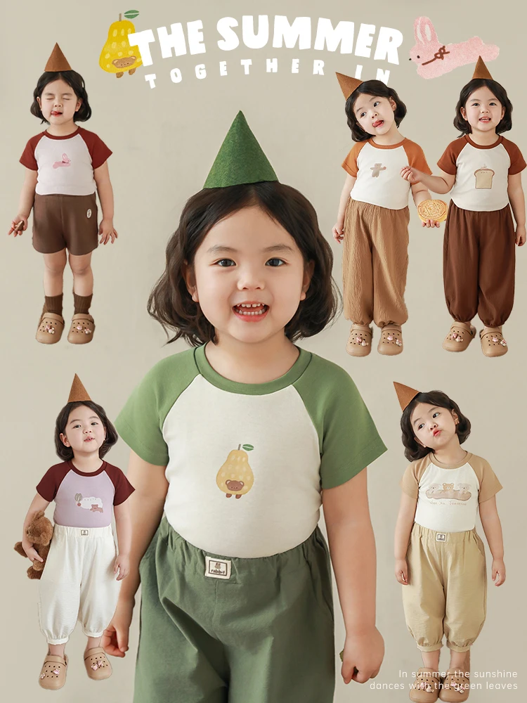 

Футболка для девушек с контрастными вставками 2024, летняя Милая приталенная Повседневная футболка с коротким рукавом