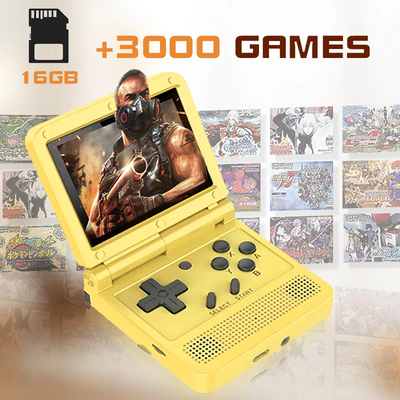 Rétro Mini Console De Jeu Guidée 16G TF Carte Open Source 2000 Jeux Jaune