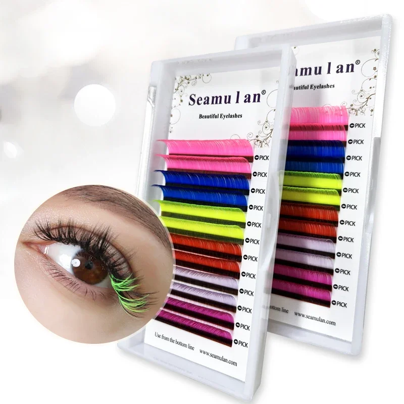 Lash Extenions Neon Color Lashes Mix Individual Eyelashes Russian Volume Eyelashes Extension Mink False Eyelash