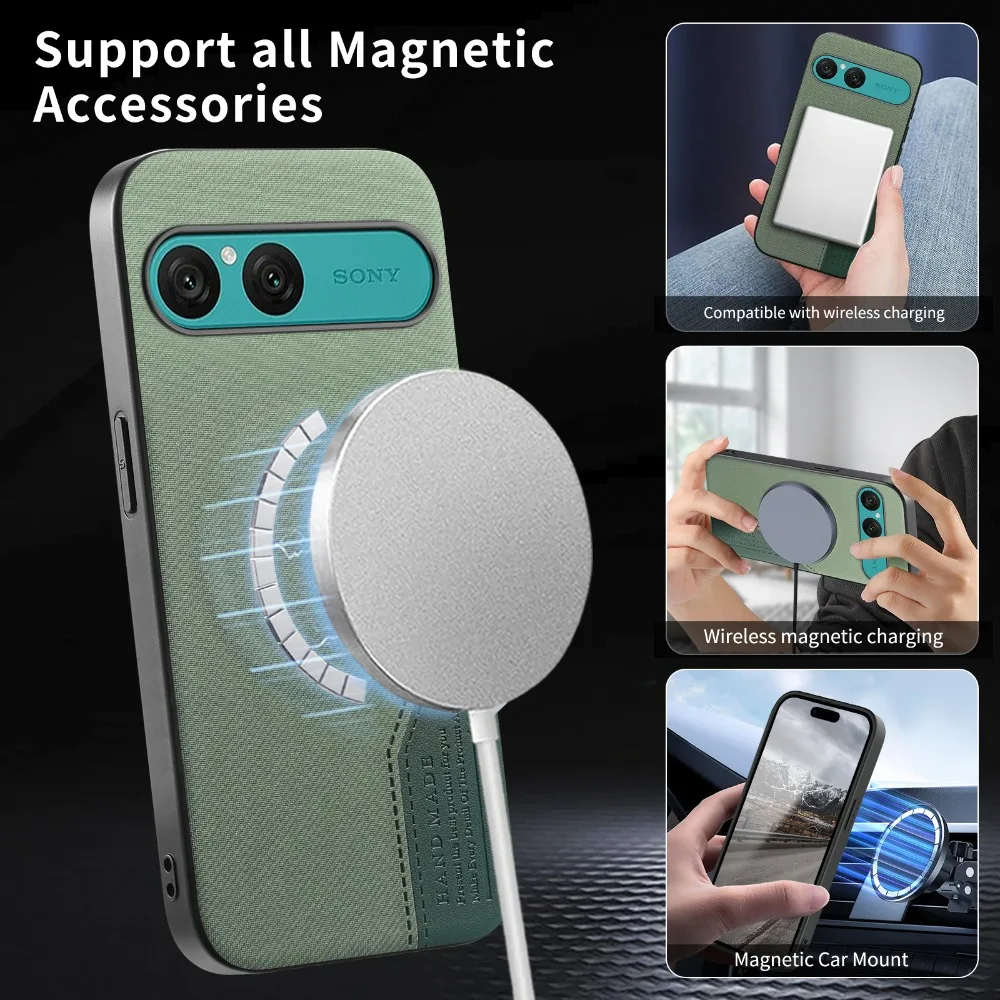 Luxury Leather Phone Case with Magnetic Wireless Charger