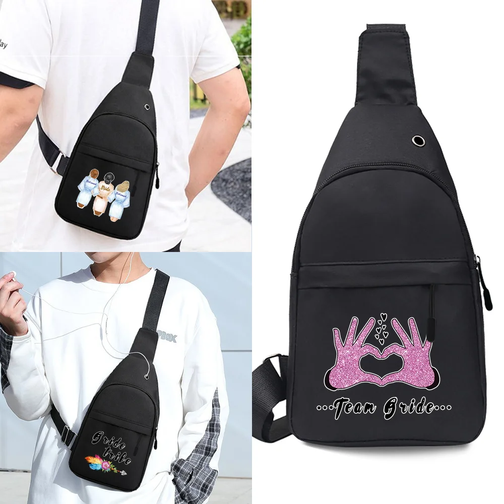 

Fashion Bride Series Chest Bags Men Shoulder Bag Women Sling Crossbody Bag for Male with USB Casual Handbag New Travel Phone Bag