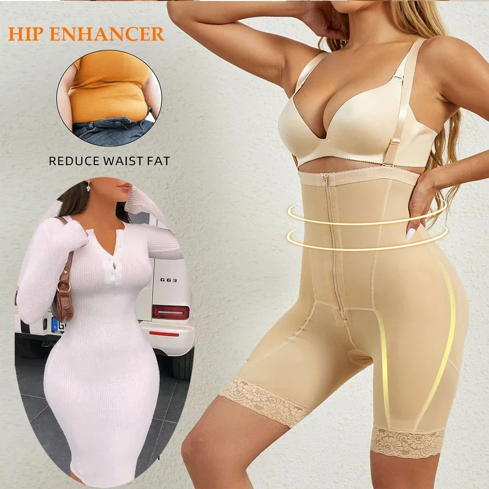 Shapewear Hip Pads Panties High Waist Reducing and Shaping Body Shaper Removable Butt Pad Underwear with Ziper & Hooks