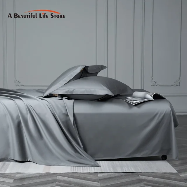 Parure de Lit en Coton Égyptien 1000TC, Ensemble de Literie avec Juste, Drap-Juste, Taies d'Oreiller, Double, Double, Queen et King 1