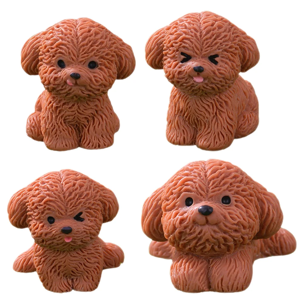 

4 Pcs Micro Landscape Puppy Lifelike Animal Model Ornaments Realistic Figurines Kids Dog Decoration