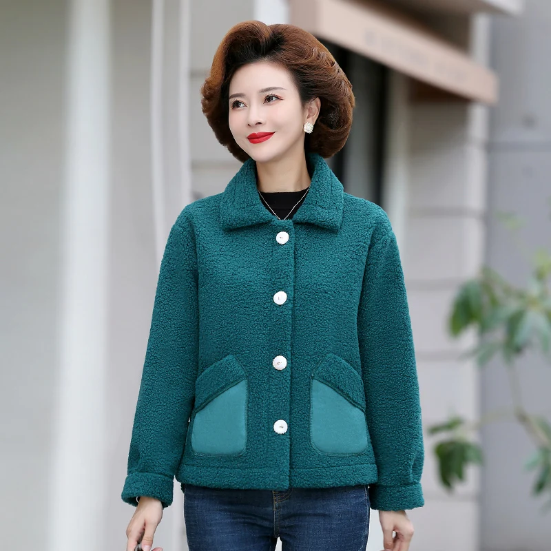 

Winter Coat Plus Velvet Thick Middle-Aged Elderly Parkas Warm Jacket For Women 5XL
