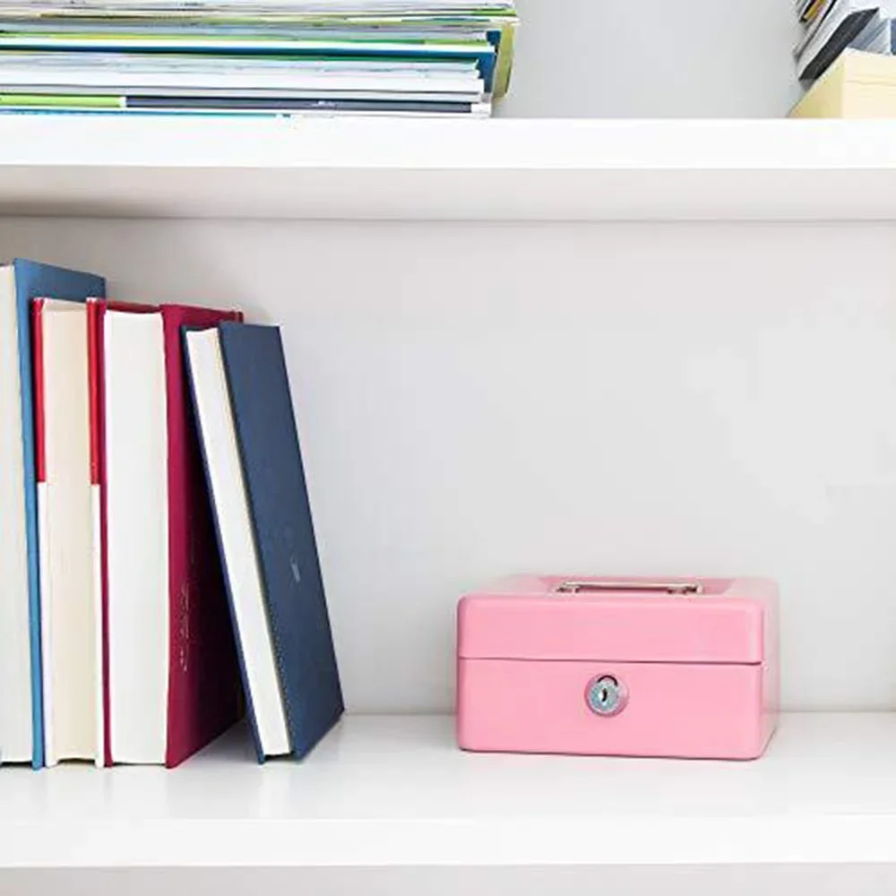 Portable Metal Money Safe Box With Key Lockable Security Box_voghion.com
