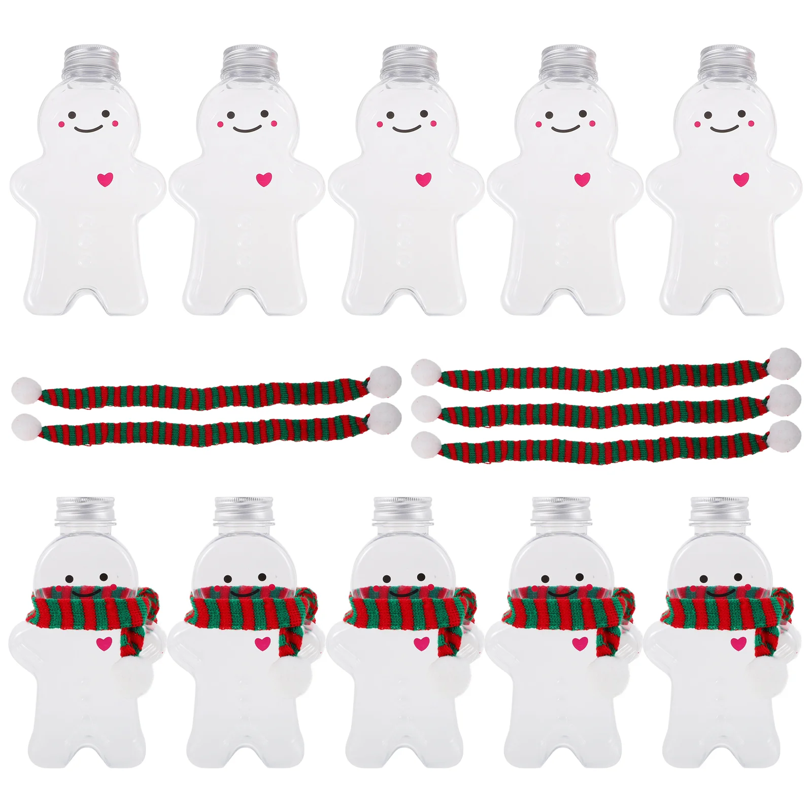 

10 Sets Juice Bottle Christmas Drink Candy Jar Lid Gingerbread Man The Pet Portable Jars