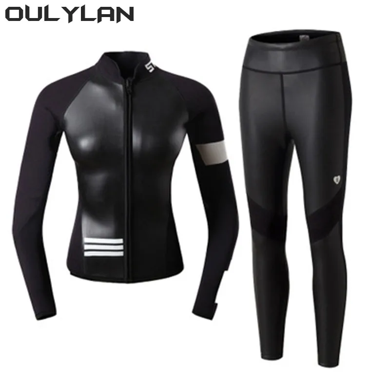 

Oulylan Kitesurf Surf Surfing Spearfishing Jacket Pants Clothes Wet Suit Diving Suit 2MM Women Wetsuit Split Long Sleeved Top