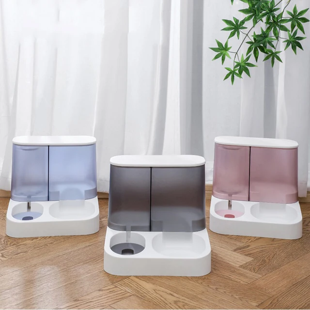 Pet Feeder 2-in-1 Pet Feeding Bowl Dog Cat Automatic Water Dispenser with Removable Stainless Steel Bowls Pet Supplies 5