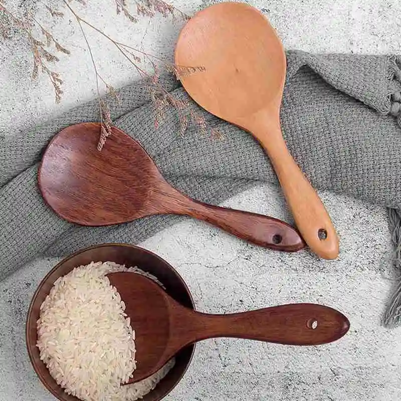 Japanese-style Wood Rice Spoon Rice Paddle Wooden Scoop Kitchen Spoon Ladle Tablespoon Big Serving For Kitchen Tableware