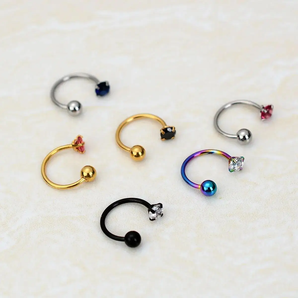 1PC Edelstahl Tragus Piercing Helix Ohrstecker Frauen Hufeisen Nasenring Hoop Conch Rook Daith Lobe Piercing Schmuck – Detail 28