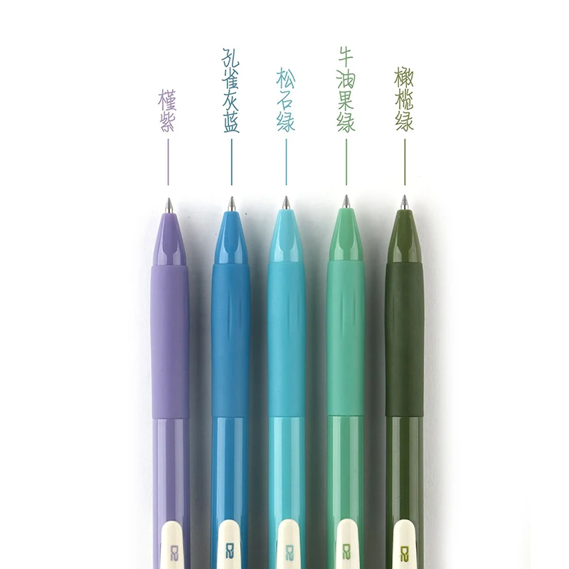 5-Pack Retractable Colored Gel Pens Quick Dry Ink 0.5mm Vintage Pen for  Planner Drawing School Office Stationery