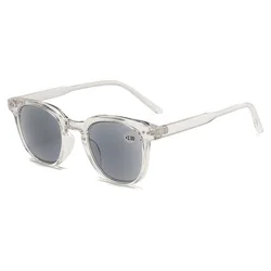 Unisex Classic Frame Outdoor Reading Sunglasses with Presbyopia Adjustment - +200 (C8 Transparent Grey)