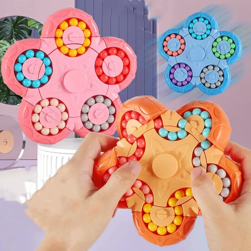 

New Creative Children Toys Ten-sided Rotation Finger Magic Beans Cube Stress Relief Educational Spinners Gift Toys for Kids Adul