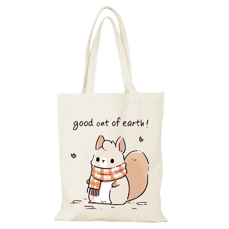 Canvas-Einkaufstasche, Cartoon-Öko-Tasche, Charakter, Stofftaschen, Handtaschen, Damenhandtasche, Shopper, Einkaufen, Strand, Schulter, faltbar, Dame – Detail 10