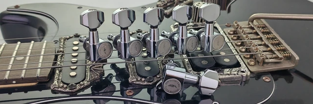 Meccaniche Per Chitarra Elettrica Tipo Strat/Tele - Dorate, 6 In Linea Semi-Chiuse - Foto 8