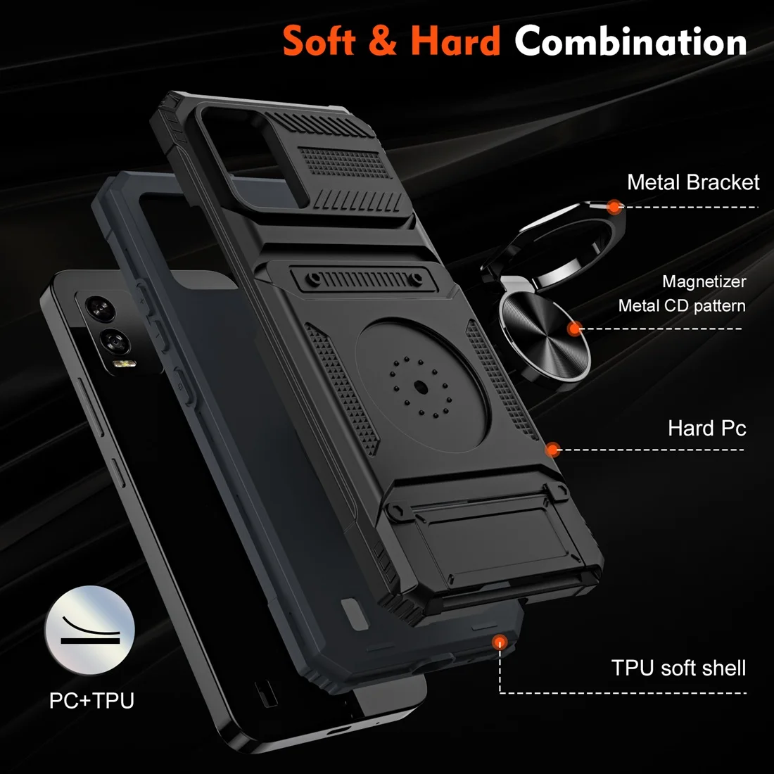 Durable Shockproof Wallet Phone Case with Kickstand and Card Holder - Fits TCL 5G Phones