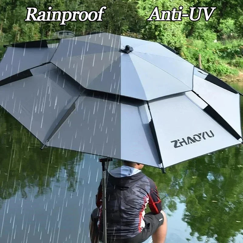 Fold parasol fishing umbrella 360&deg; adjustment 2-2.6M for summer sun protection anti-UV