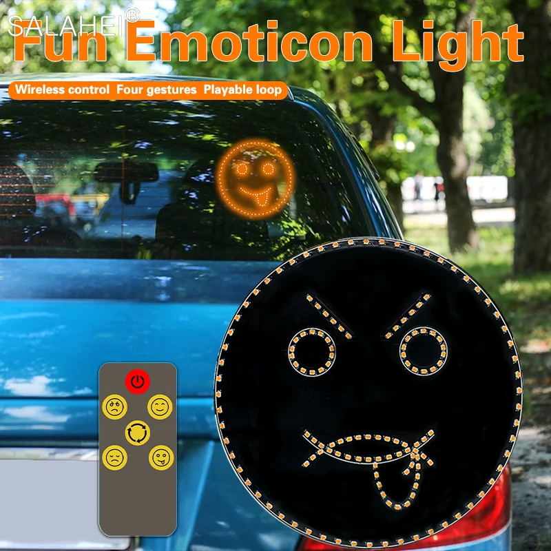 

Funny Multi-function Car LED Fun Expression Light Face Lights With Remote Control Rear Window Car Warning Reminder Lamp Accessor