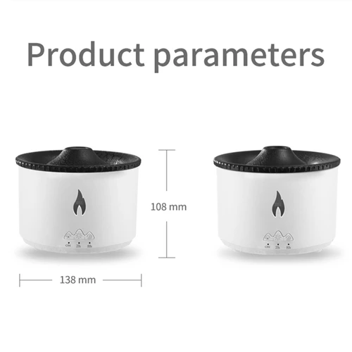 화산 불꽃 아로마 디퓨저 에센셜 오일 USB 휴대용 공기 가습기, 연기 링 포함, 야간 조명 램프 향기, 360ml 6