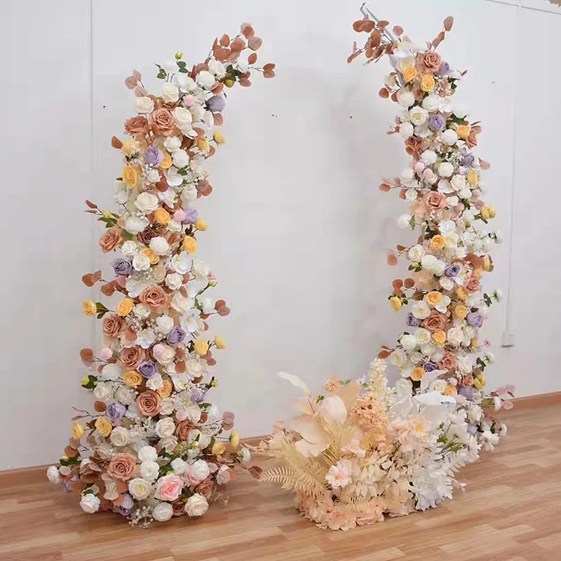 2PCS Wedding Arch Flower Stand Balloon Decoration Arch Party Background Metal Stand Outdoor Artificial Flower Door Shelf Frame